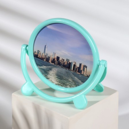 Mirror desktop "circle", with a frame for a photograph, D mirror surface 13.5 cm, color mix-2