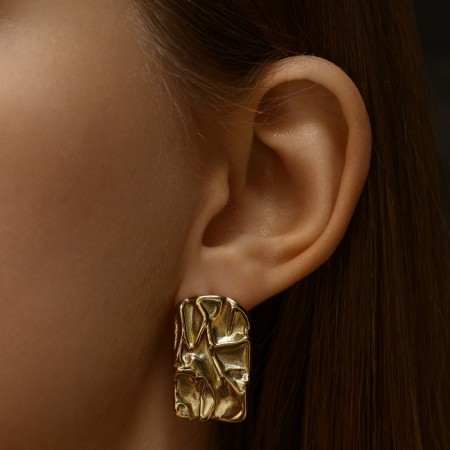 Earrings metal xuping waves, color gold-2