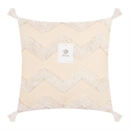 Decorative pillowcase "Ethel" BOHO, 45x45 cm, milk color, 100% cotton-4