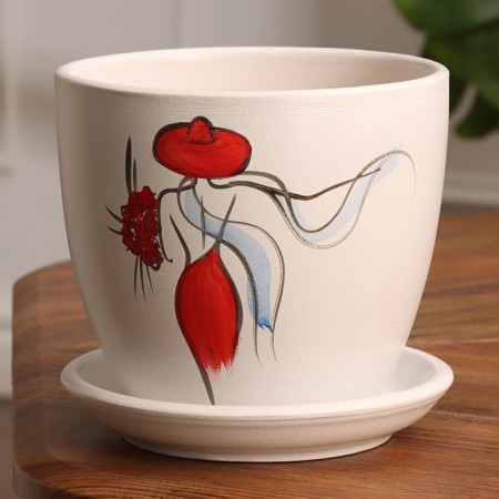 Flower pot "Girl in red" 1.4 liters