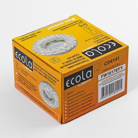 Building lamp Ecola Light, CD4141, MR16, GU5.3, 50x90 mm, round, transparent/chrome-4