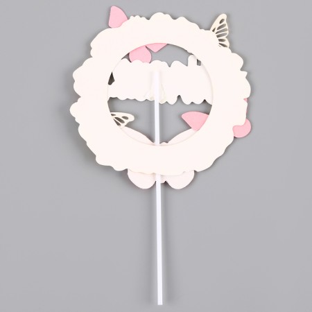 Topper "Happy Birthday" with butterflies, pink color-2