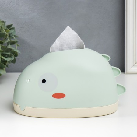 Casket Plastic for napkin "dinosaur" light green 12x12x21 cm
