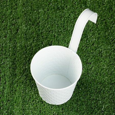 Kashpo hung "Bucket Linda" white, 12x10x13cm-3