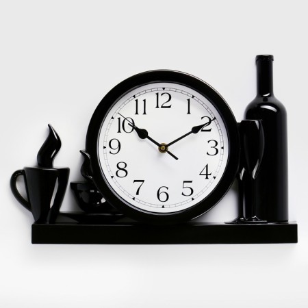 Wall clock, series: kitchen "wine or coffee?", Smooth move, 26.5 x 40.5 cm, dial 20 cm
