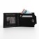 Male purse on a magnet, department for bills, cards, coins, black color