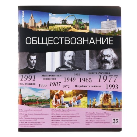 A set of subject notebooks 36 sheets, 12 pieces, Erichkrause "Timeline", coated cardboard, Blok OFSET 100%, information block-10