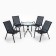 Set of garden furniture: table + 4 stools, textile, black, maximum load 120 kg