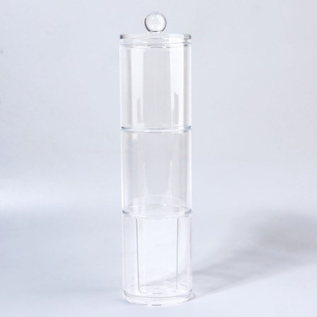 Organizer for storing cotton sticks and disks, with a lid, 3 sections, in a cardboard box, a transparent color-9