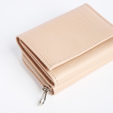 Women's wallet on the button, beige color-2