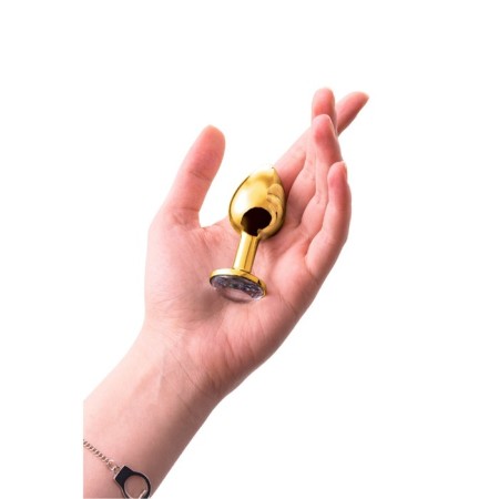 Anal plug Metal by Toyfa, golden, with a white crystal, 7.5 cm, d = 3 cm-5