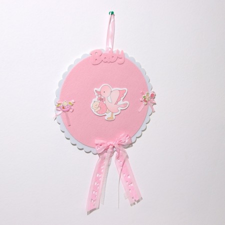 Decorative decoration (suspension) "Stork with a girl" 27x27x46 cm, pink-2