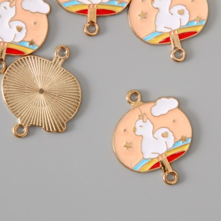 Decor for creativity Metal, enamel "Lama on the rainbow" 2.7x2.1 cm-1