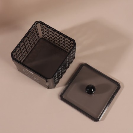 Organizer for storage "Black Secret", with a lid, 9.5 × 9.5 × 7 cm, black color black-4