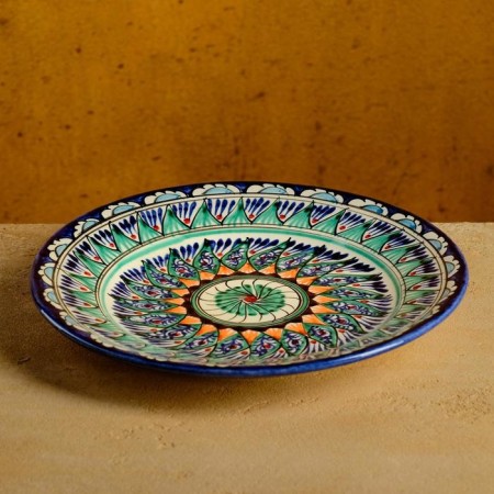 Plate of the Rishtan ceramics "Flowers", 22 cm, blue-6