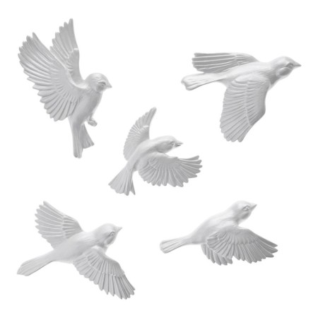 Decoration wall -mounted, gypsum panel "birds", 5 pcs, silver-2