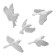 Decoration wall -mounted, gypsum panel "birds", 5 pcs, silver