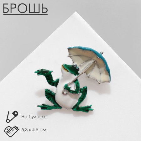 Brooch-Kulon "Frog" under an umbrella, color in silver