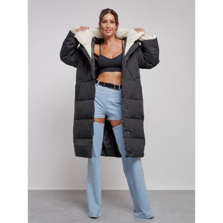 Coat insulated winter female, size 42, black color-16