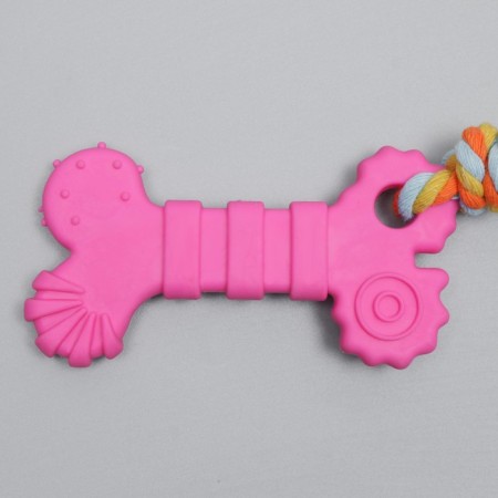 Chewing toy with a rope "bone with a tail", pink-3