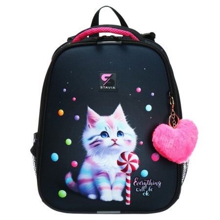 School backpack 38 x 30 x 16 cm, ergonomic back, Stavia "Sweet Cat", blue-2