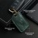 Key leather keychain, label, rectangular, genuine leather, green, deer