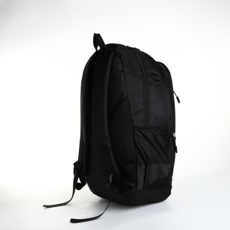 Young backpack from textiles with a zipper, 4 pockets, black/green color-3