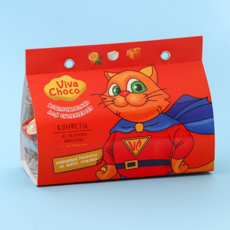 Chocolate sweets with cream filling "Vivachoco Cat", orange, 100 g