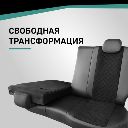 Auto-Chekhli for Mitsubishi Outlander, 2005-2012, black eco-leather/suede black rhombus-3