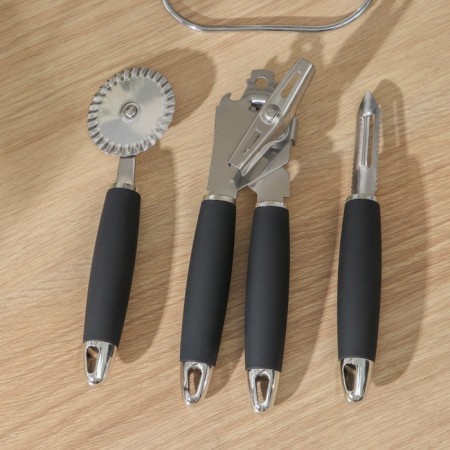 A set of kitchen tools "Remi", 6 items, on a stand, black color-2