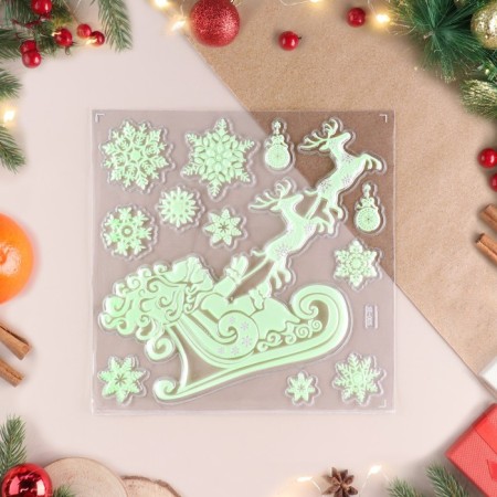 Stickers on windows, luminous "New Year" Santa Claus, Sani, 27 x 21 cm