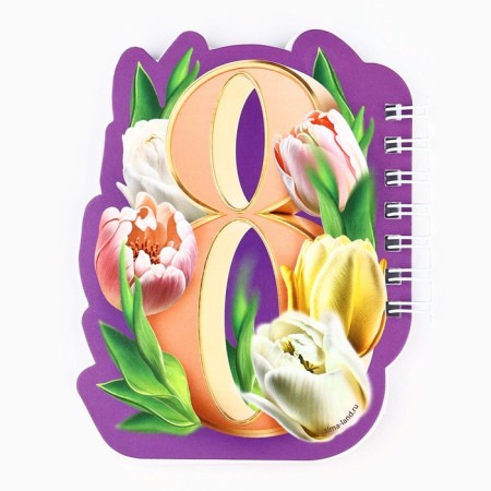Gift set "since March 8, tulips, notebook and pen, 15 x 21 cm-3
