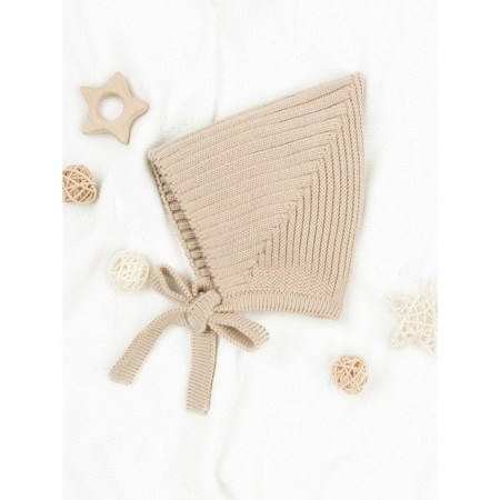 Hat on the ties Children's Amarobaby Pure Love Elf, size 38-40 cm, beige color-8