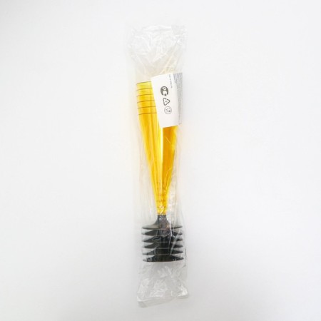 A plastic disposable “cone” plastic glass, 150-180 ml, 6 pcs in packaging, yellow color with a black leg-10