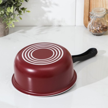 Bucket "Expert", 1.3 l, d = 16 cm, glass cover, plastic handle, anti -stick coating, burgundy color-3