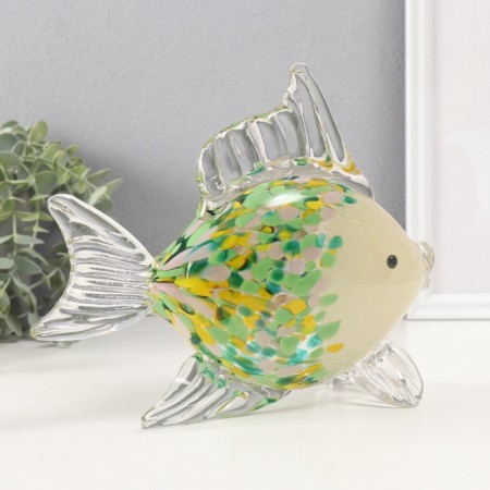 Souvenir glass "Fish in green speck" 8x25x20 cm-2