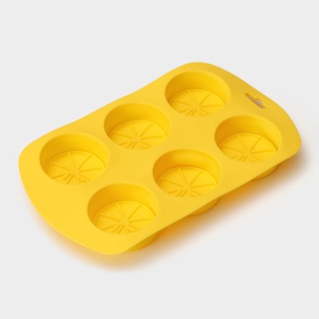 Baking uniform "citrus", silicone, 19 × 11 × 1.5 cm, 6 cells (d = 4 cm), yellow color-4