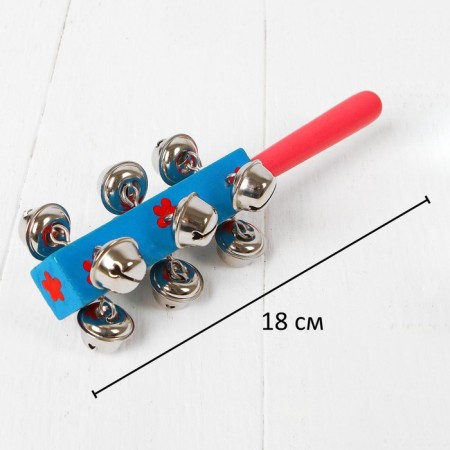 A rattle with bells and a handle, the color of mix-1