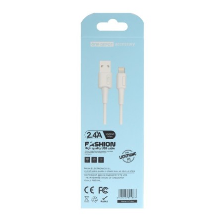 ONE Depot S33W, Lightning - USB, 2.4 A, 1 meter, silicone braid, white-4
