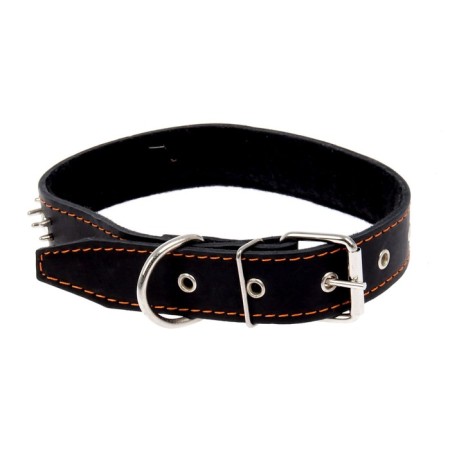 Leather collar on synthetic winterizer "Hedgehog", 69 x 3.6 cm, Osh 45-60 cm, black-1