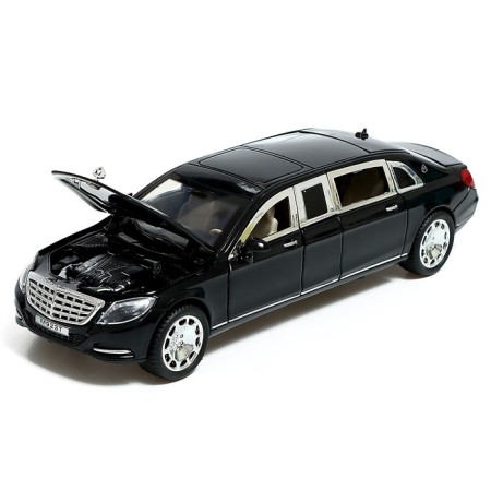 Metal machine "Limousine", 1:24, doors, hood, trunk, black color open-7