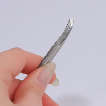 Pinzet begged, wide, 8.5 cm, silver color-3