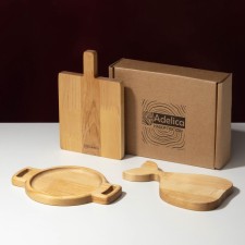 ADELICA's gift set of wooden dishes “Beautiful and convenient”, cutting board and for serving 3 pcs, birch