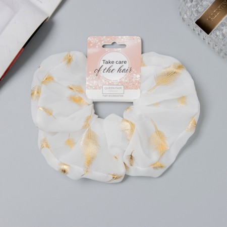 Hair gum "Orbit" style leaves, 14 cm, white