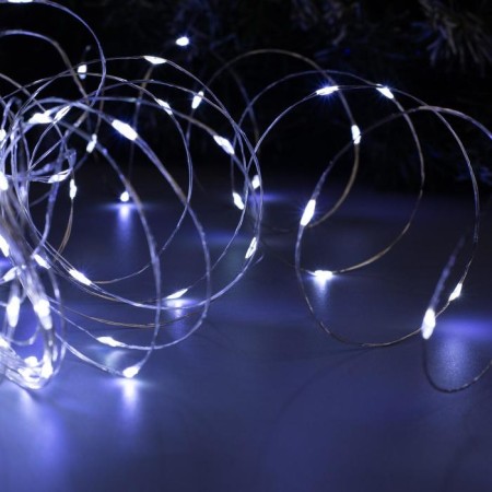 Garland "thread" 20 m dew, IP20, silver thread, 200 LED, white glow, 12 V-2