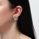 Hanging earrings with rhinestones "Firebird" drops and beads on a chain, white color in silver, 11 cm
