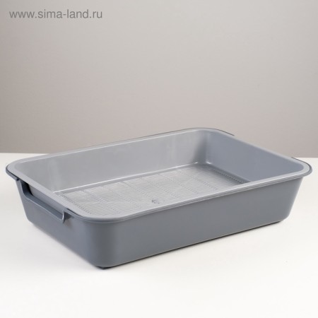 Toilet with a grid "Bella" for cats, 37 x 27 x 8 cm, gray-1