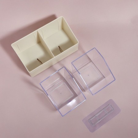 Organizer for storage, 2 sections, 22.5 × 13.5 × 12 cm, milk/transparent color-10