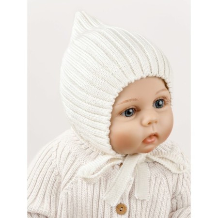 Hat on the ties Children's Amarobaby Pure Love Elf, size 38-40 cm, milk color-4
