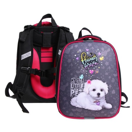 School backpack 38 x 30 x 16 cm, ergonomic back, Stavia "White Dog"